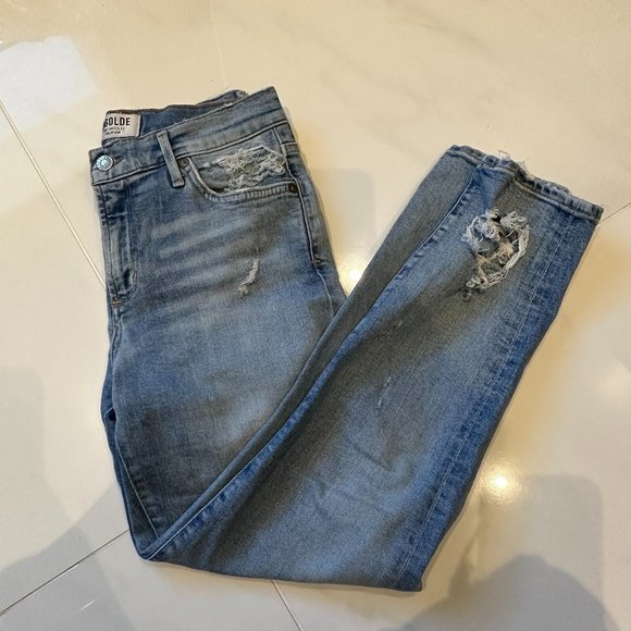 Agolde Sophie Crop High-waisted Ripped-Ankle Jean - Picture 5 of 16